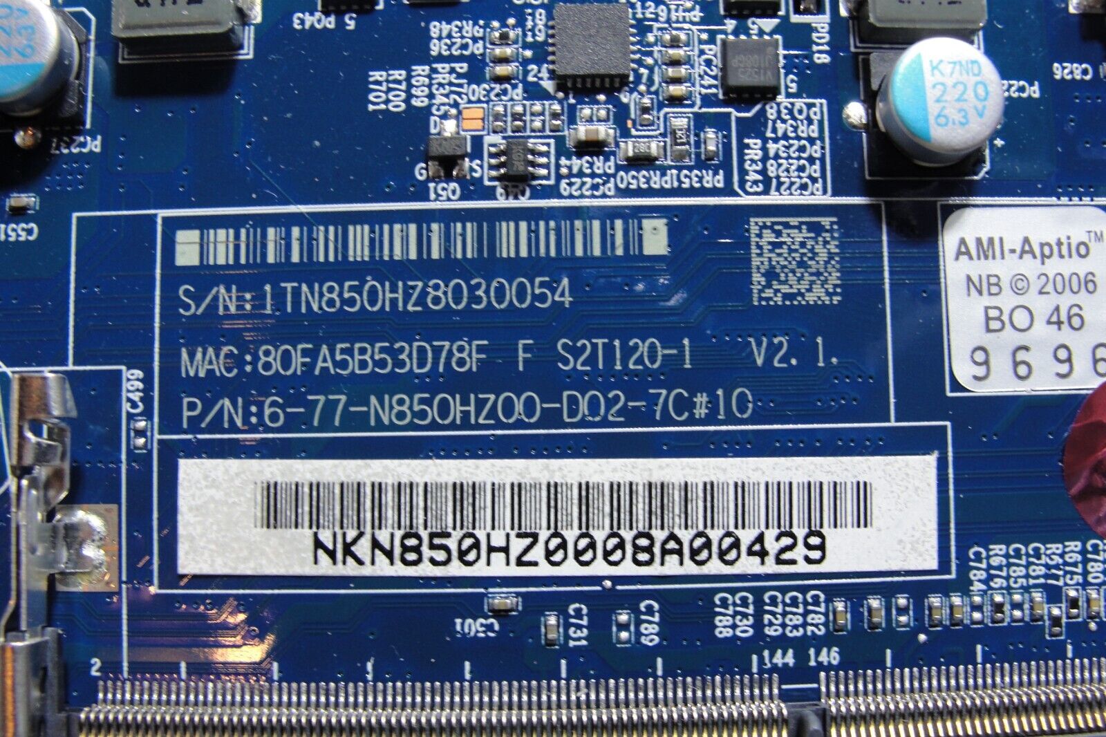 System76 Gazelle Gaze12 15.6" i7-7700HG 2.8GHz Motherboard 6-77-N850HZ00-D02