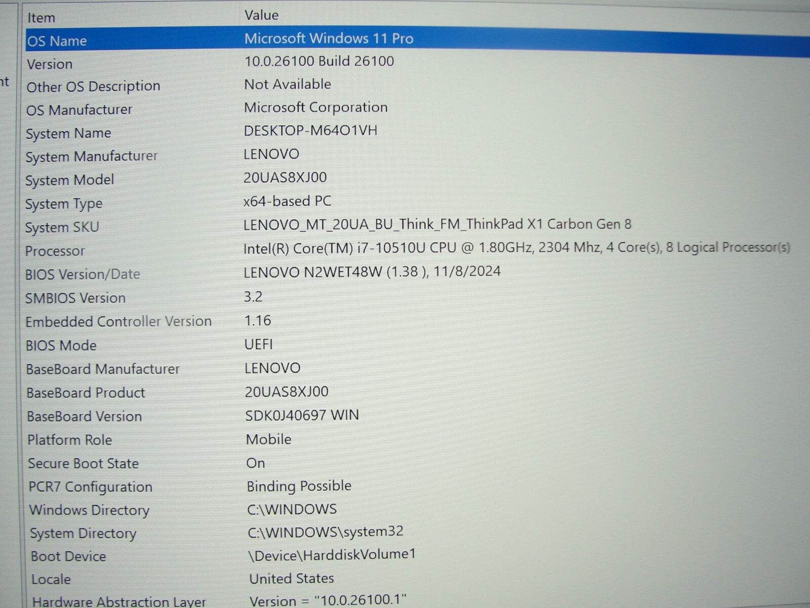 Lenovo ThinkPad X1 Carbon Gen 8 14” FHD+ Intel Core i7-10510U 1.8GHz 16GB 512GB