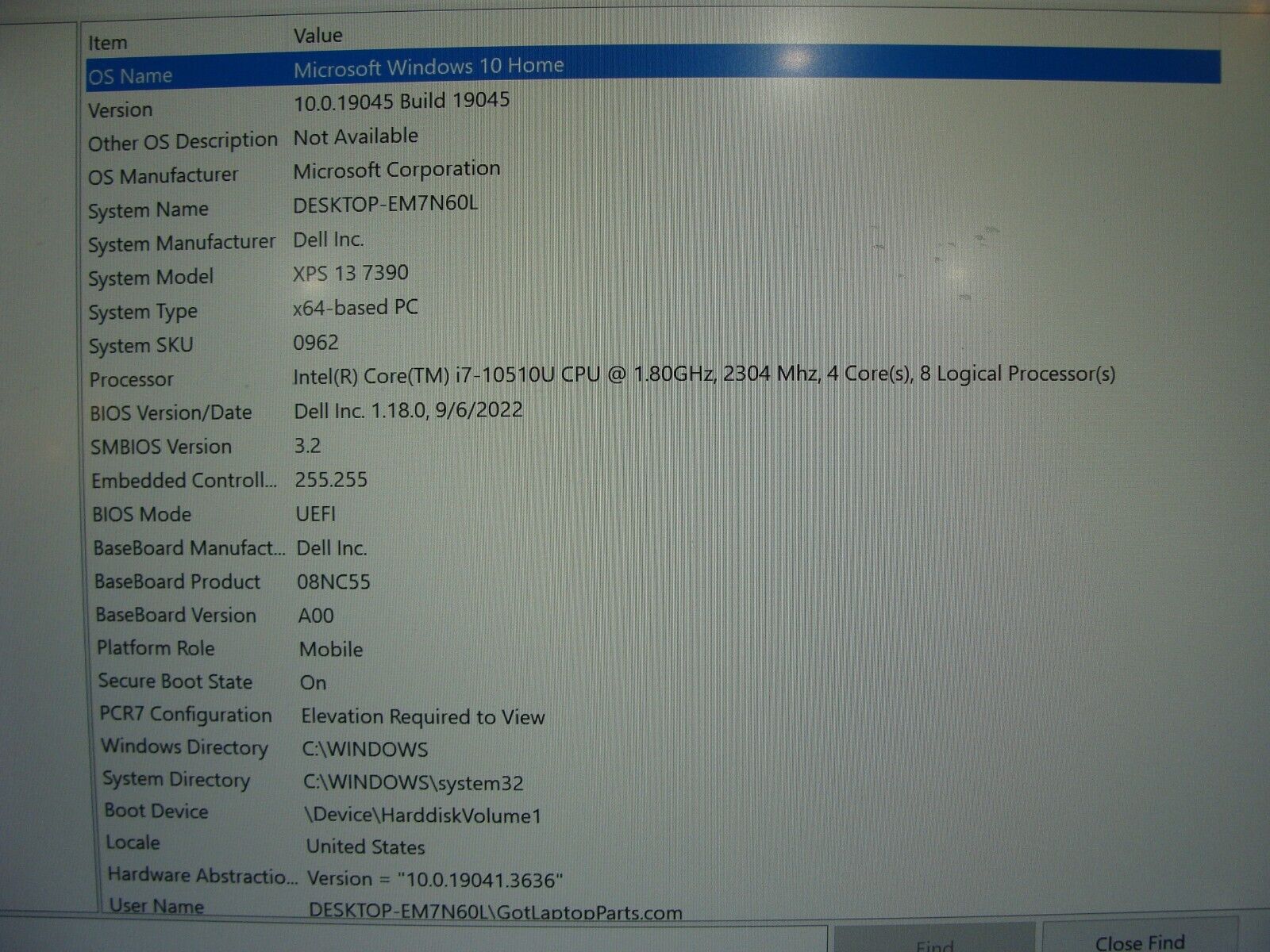 Dell XPS 13 7390 13.3" FHD i7-10510U 1.8GHz 8GB 256GB SSD EXCEL Battery +Charger