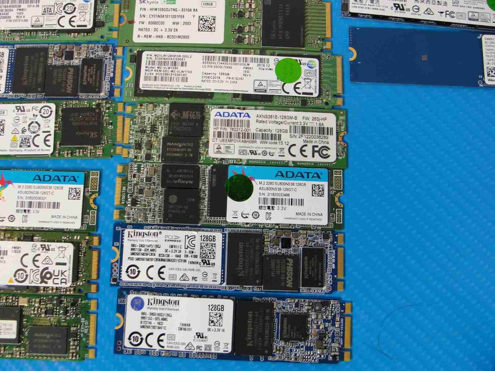 LOT of 25x Internal 128/256 GB PCIe NVMe M2 2280 Solid State Drive SSD MIX BRAND - Gotlaptoppartss