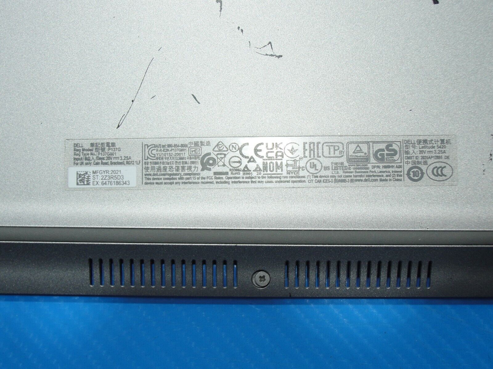 Dell Latitude 5420 14" Genuine Bottom Case Base Cover 63DTN AP30K000C01