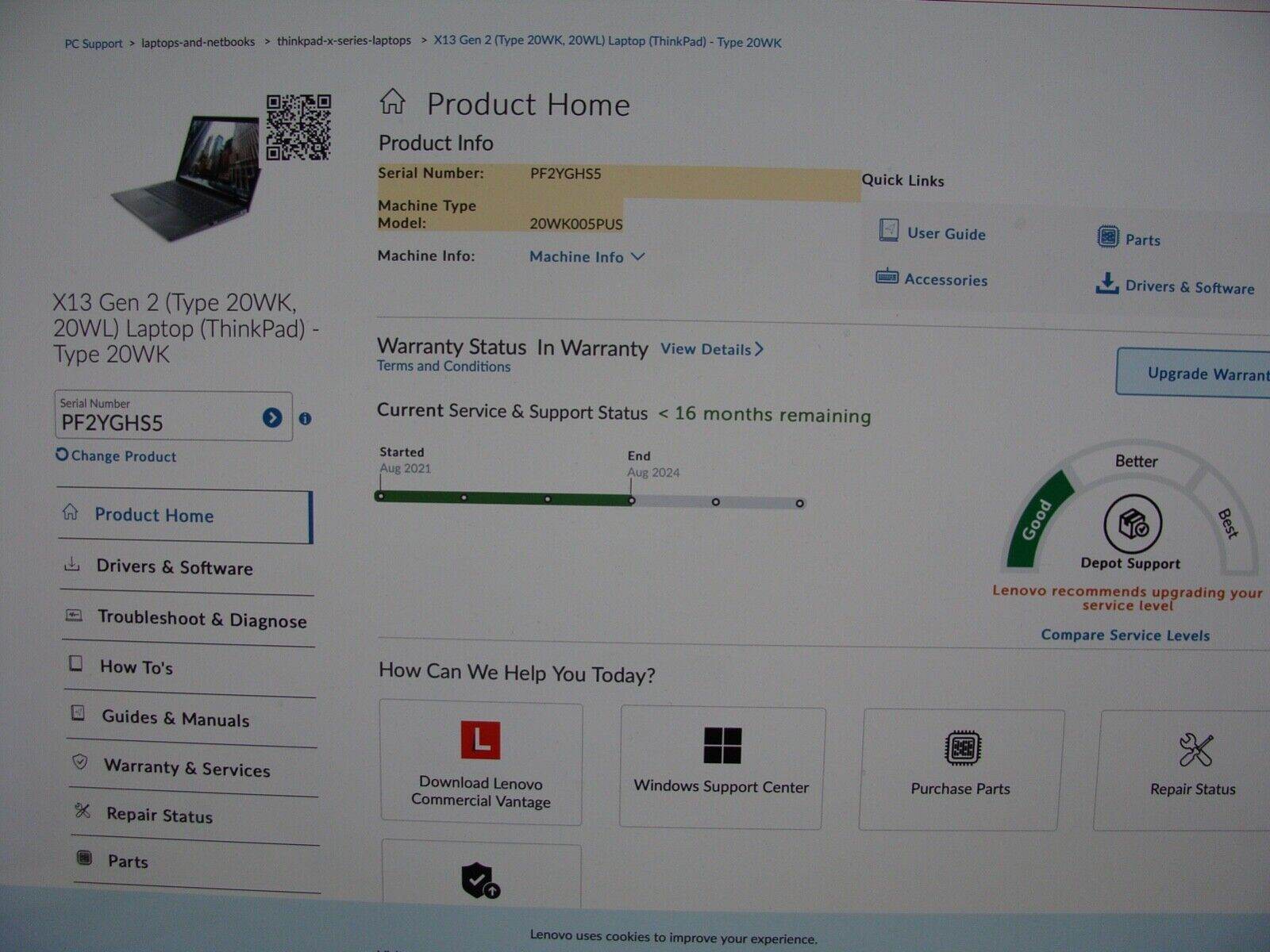 Lenovo ThinkPad X13 Gen 2 i5-1145G7 256GB SSD 99% Battery + OEM Adapter
