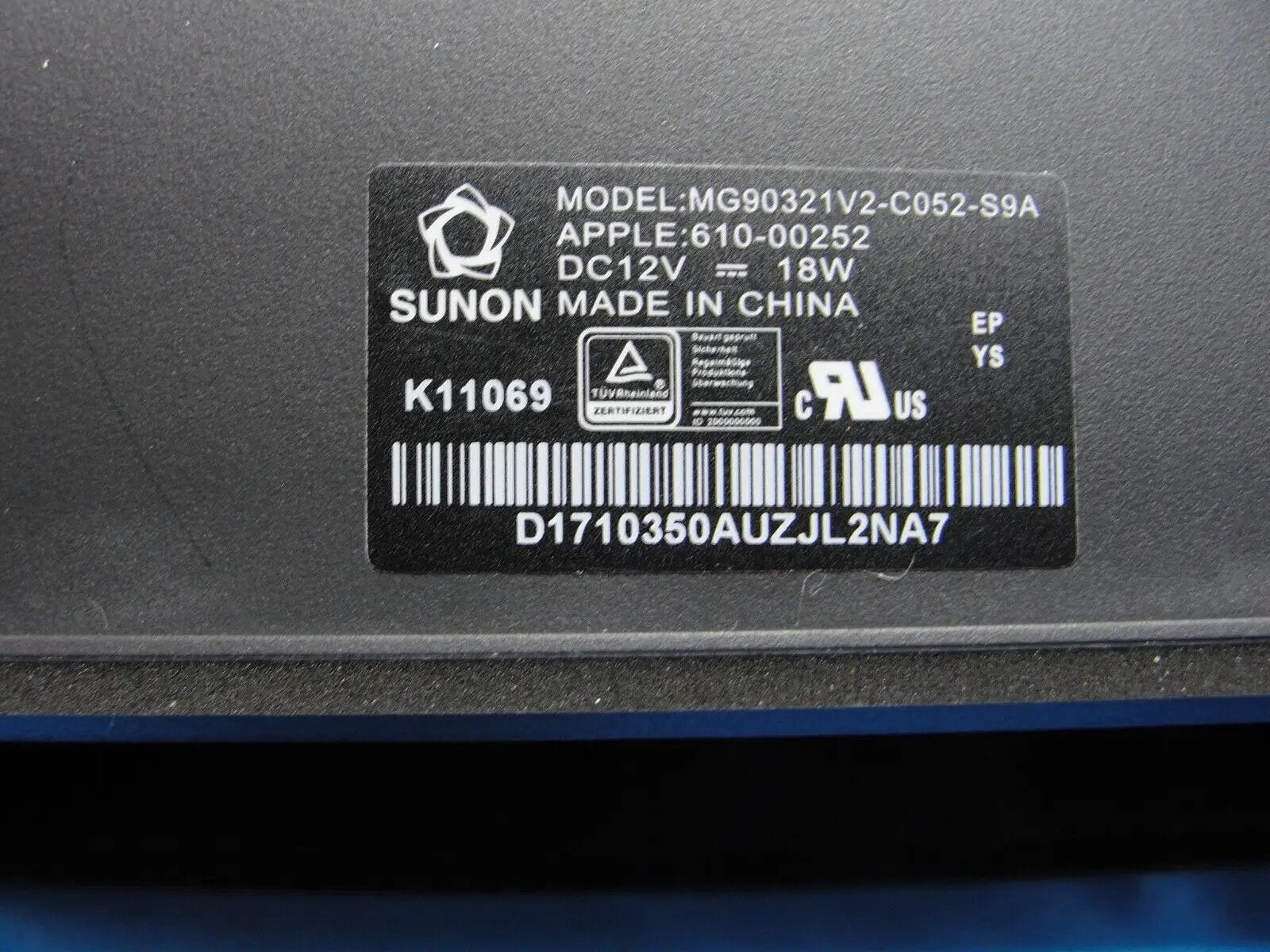iMac A2115 2020 BTO 27" Genuine CPU Cooling Fan 610-00252
