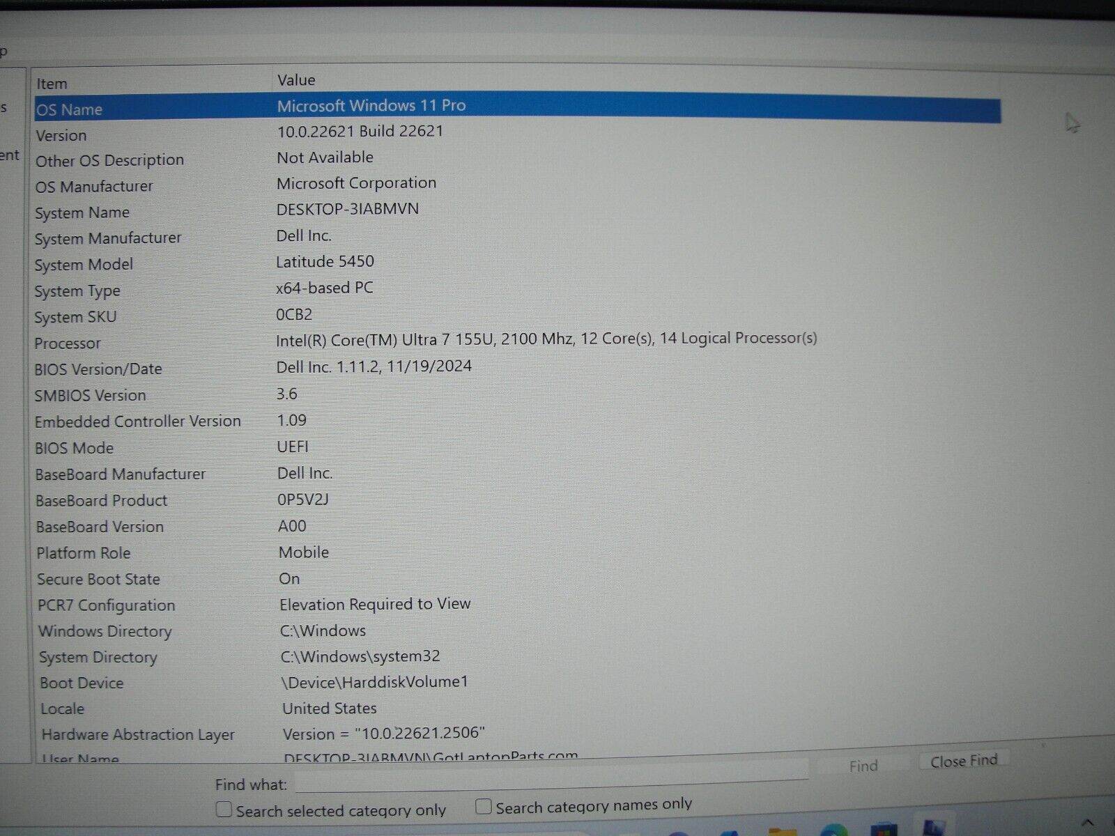 Warranty Dell Latitude 5450 14”FHD Core Ultra 7 155U 2.1GHz 16GB SSD Reset 256GB