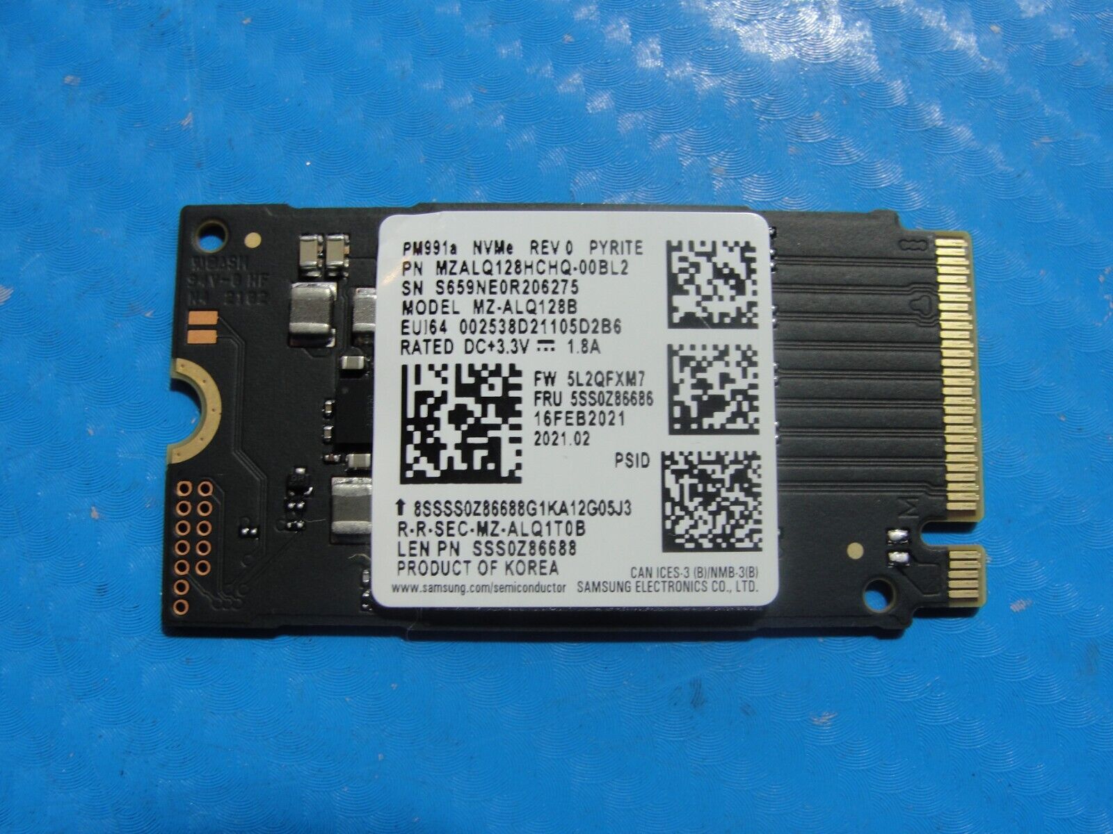 Lenovo Chrome 13ITL6 Samsung 128GB M.2 SSD Solid State Drive MZALQ128HCHQ-00BL2