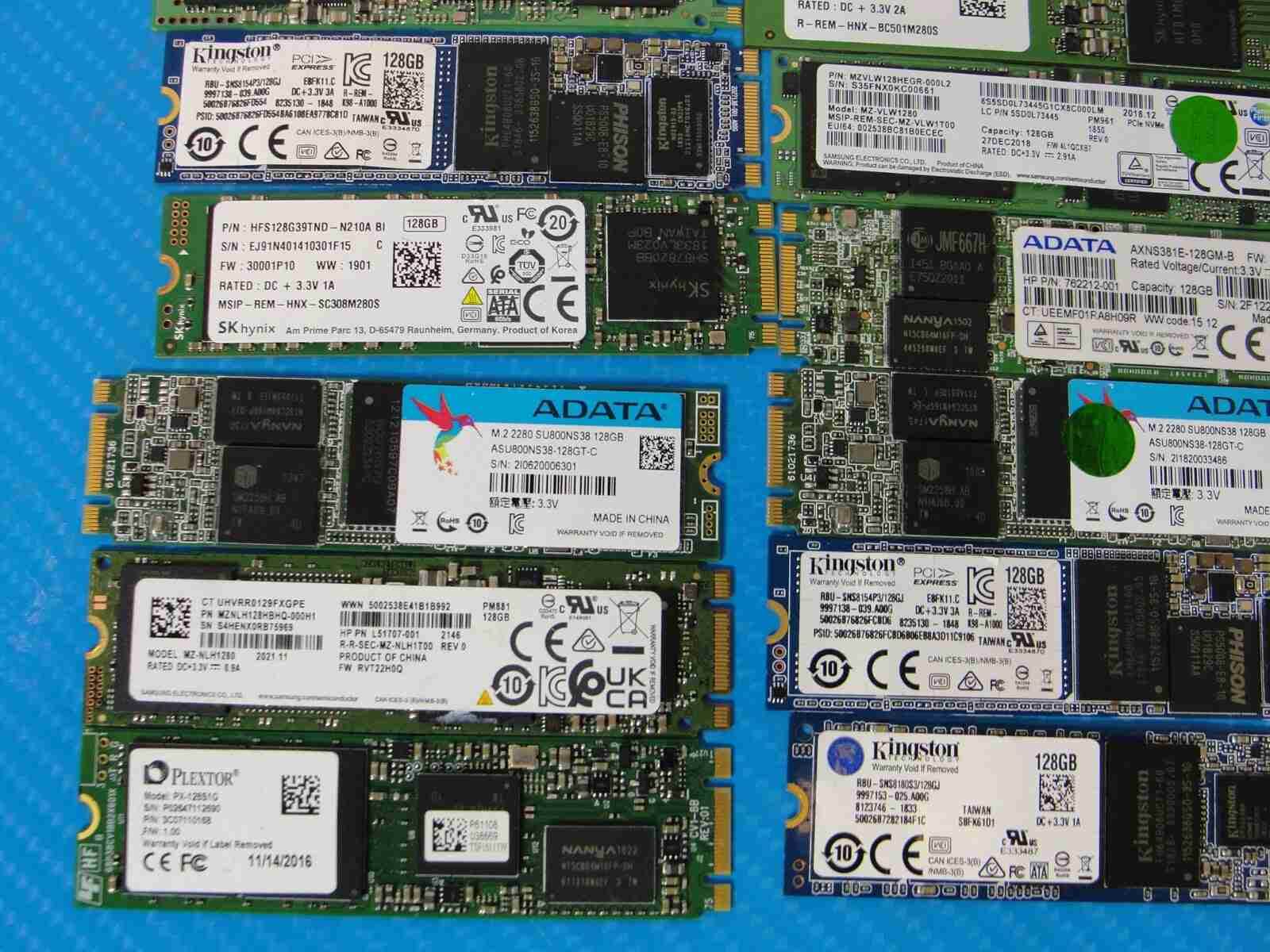 LOT of 25x Internal 128/256 GB PCIe NVMe M2 2280 Solid State Drive SSD MIX BRAND - Gotlaptoppartss