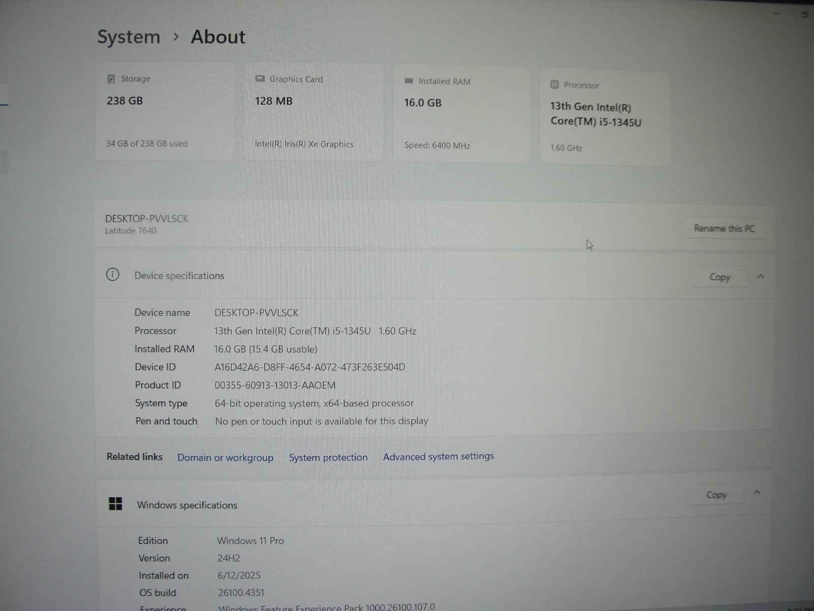 Dell Latitude 7640 16”FHD+  i5-1345U 1.6GHz 16GB 256GB SSD +Charger/ Warranty