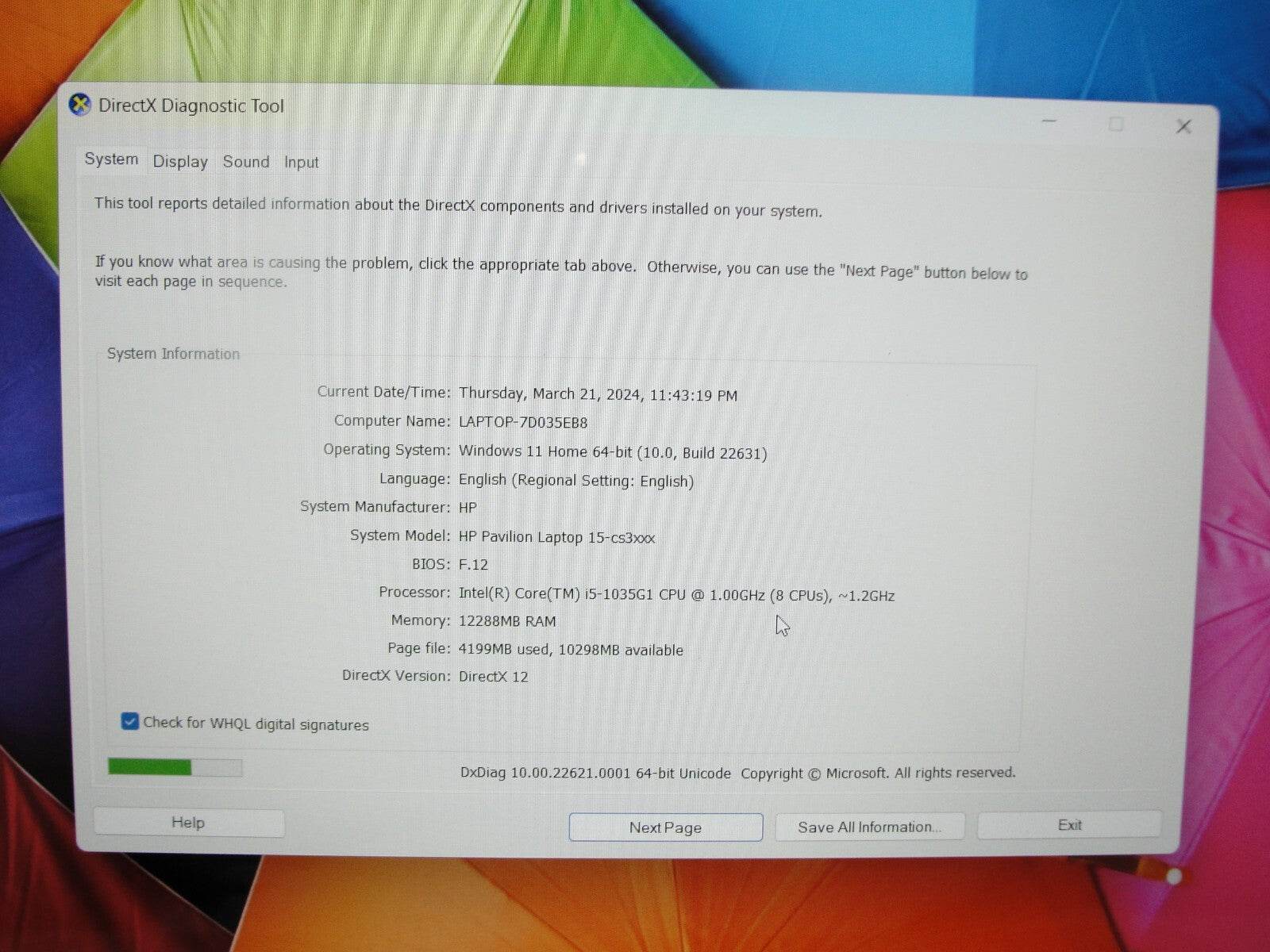 HP Pavilion 15-CS3153CL 15.6”TOUCH FHD Intel Core i5-1035G1 1GHz 12GB 512GB SSD
