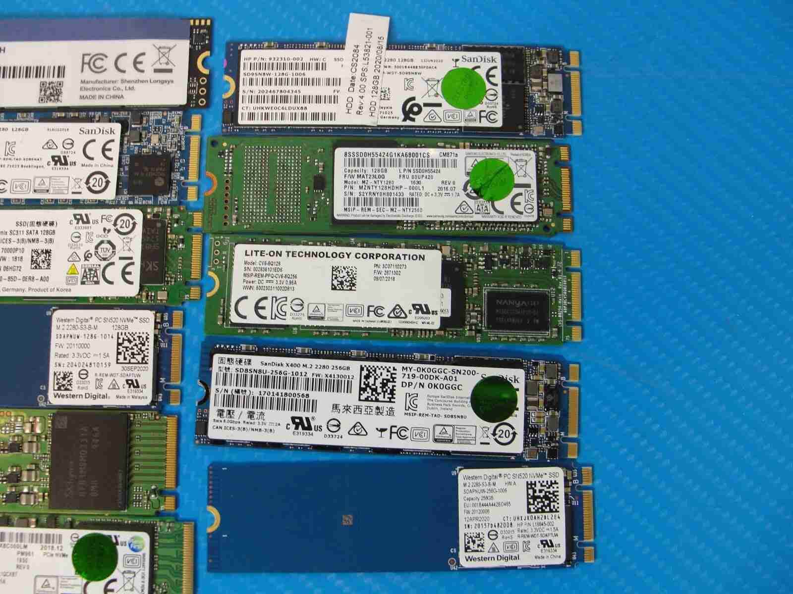 LOT of 25x Internal 128/256 GB PCIe NVMe M2 2280 Solid State Drive SSD MIX BRAND - Gotlaptoppartss