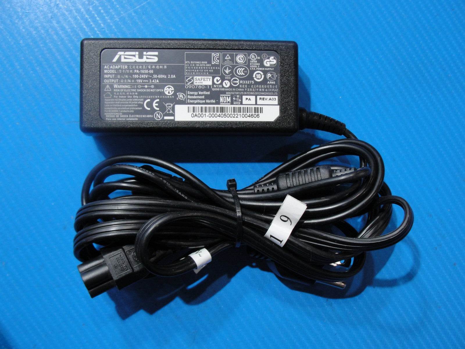 Genuine ASUS 65W AC Adapter – 19.5V 3.42A – 5.5×1.7mm Black Tip (No Center PiN) - Gotlaptoppartss