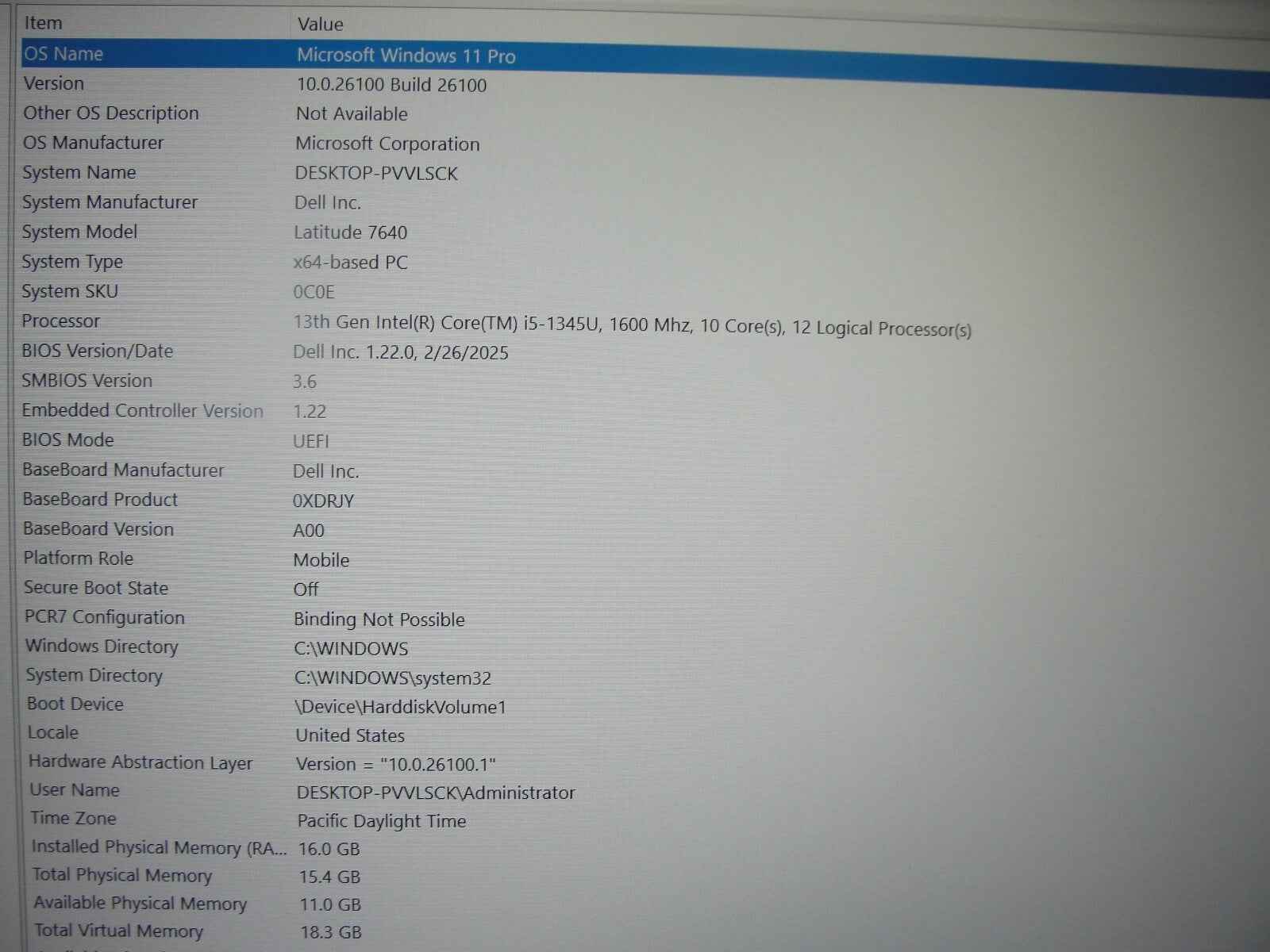 Dell Latitude 7640 16”FHD+  i5-1345U 1.6GHz 16GB 256GB SSD +Charger/ Warranty