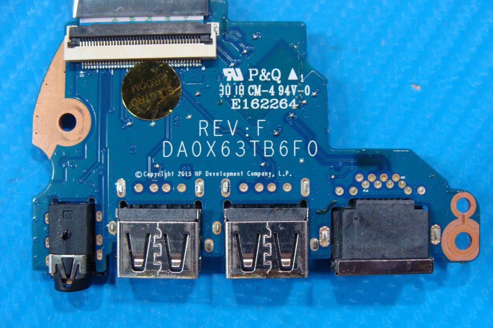 HP ProBook 450 G3 15.6" Ethernet Audio Jack USB Port Board w/Cable DA0X63TB6F0