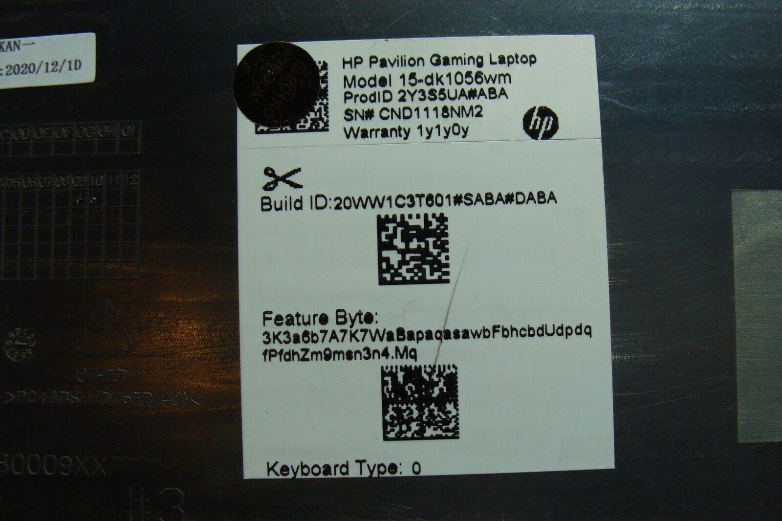 HP Pavilion 15.6” 15-dk1065wm Genuine Laptop Bottom Case Base Cover L65255-001
