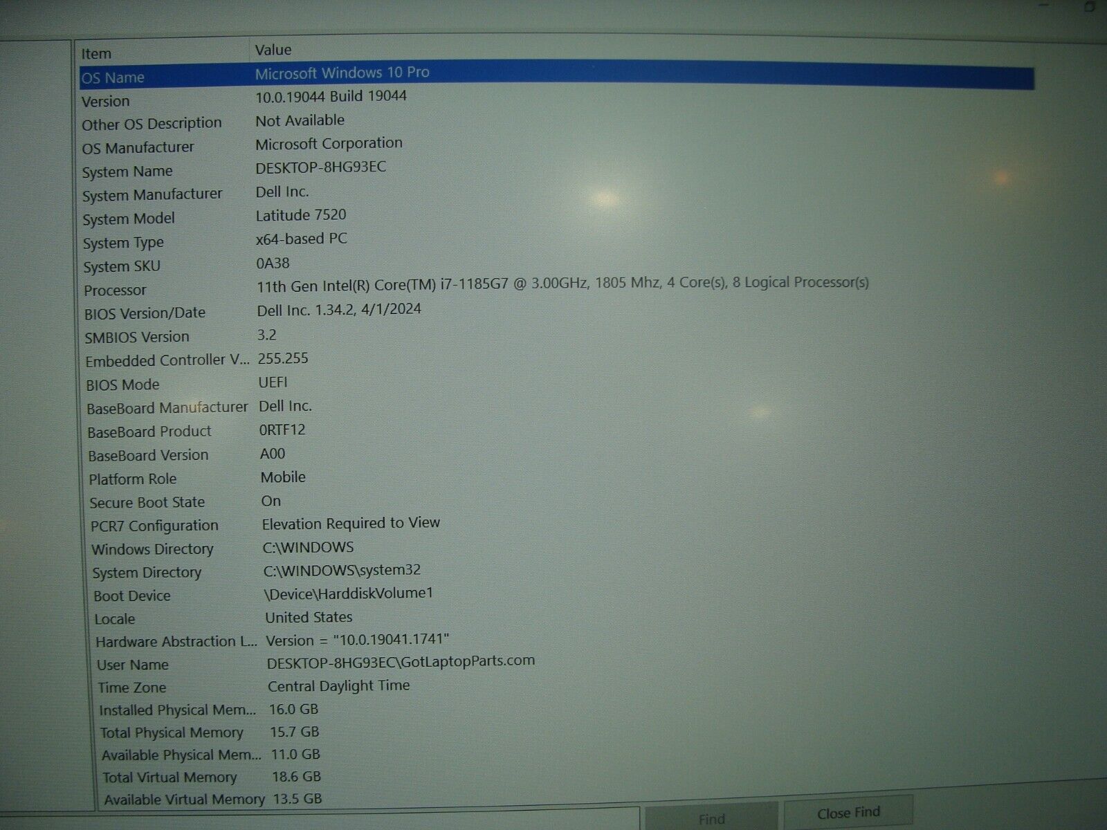 Dell Latitude 7520 15.6" FHD Intel i7-1185G7 3GHz 16GB 256GB +Charger Win 10 Pro