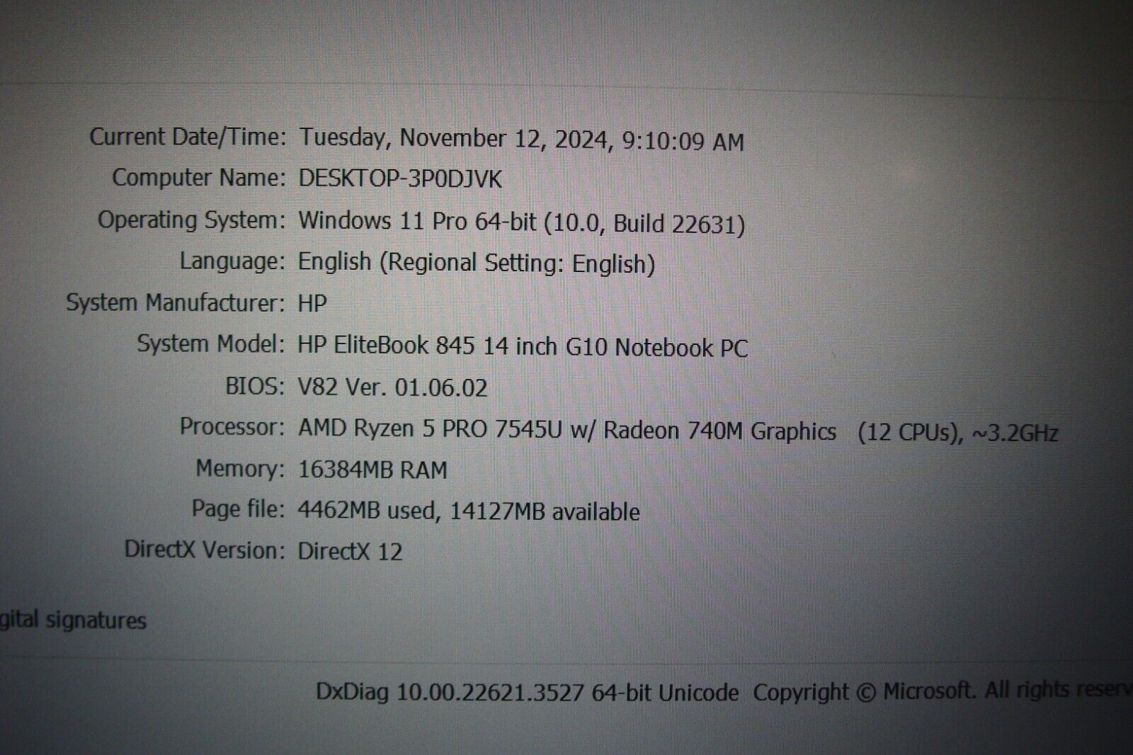 HP EliteBook 845 G10 laptop 14"FHD+AMD Ryzen 5 PRO 16GB 256GB WRTY2027 11 cycles