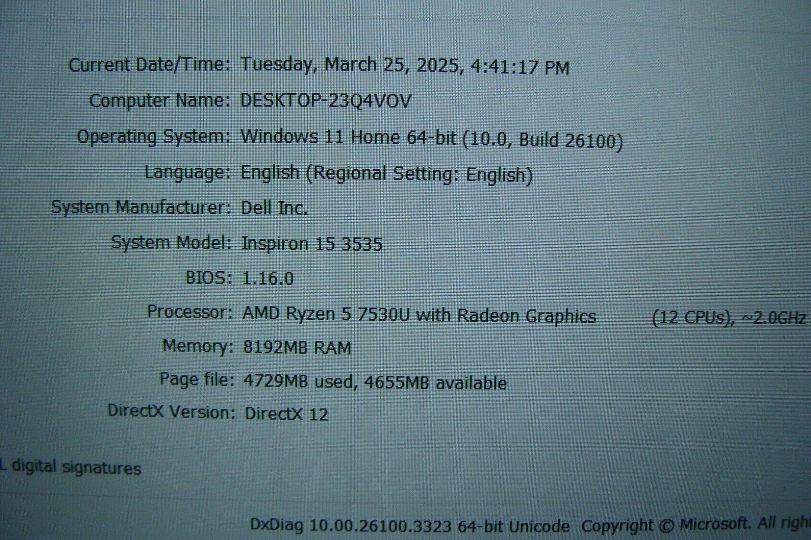 Dell Inspiron 15 3535 15.6” FHD TOUCH AMD Ryzen 5 7530U 2GHz 8GB 512GB Win11Home