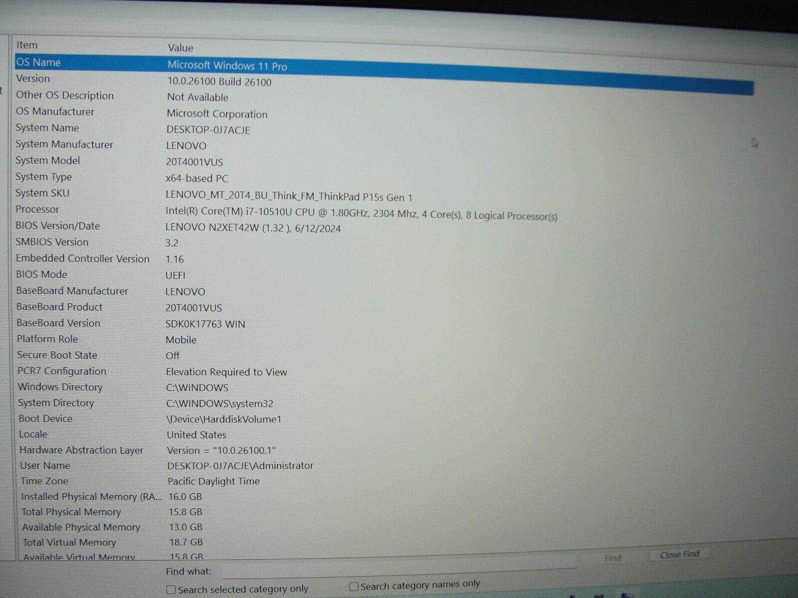 Lenovo ThinkPad P15s Gen 1 15.6” FHD i7-10510U 1.8GHz 16GB SSD 512GB NVIDIA P520