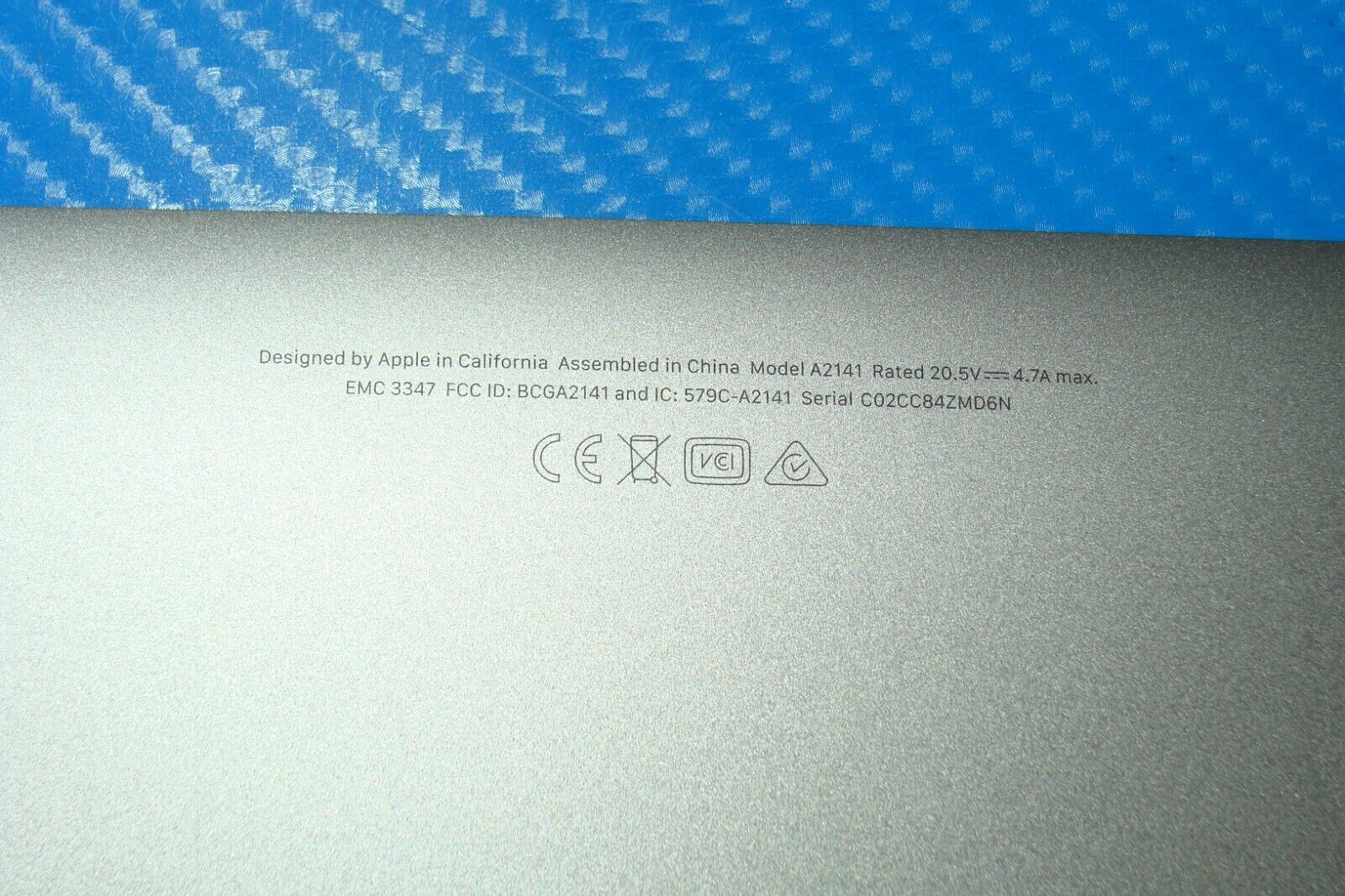 MacBook Pro A2141 16" Late 2019 MVVJ2LL/A Bottom Case Space Gray 923-03844