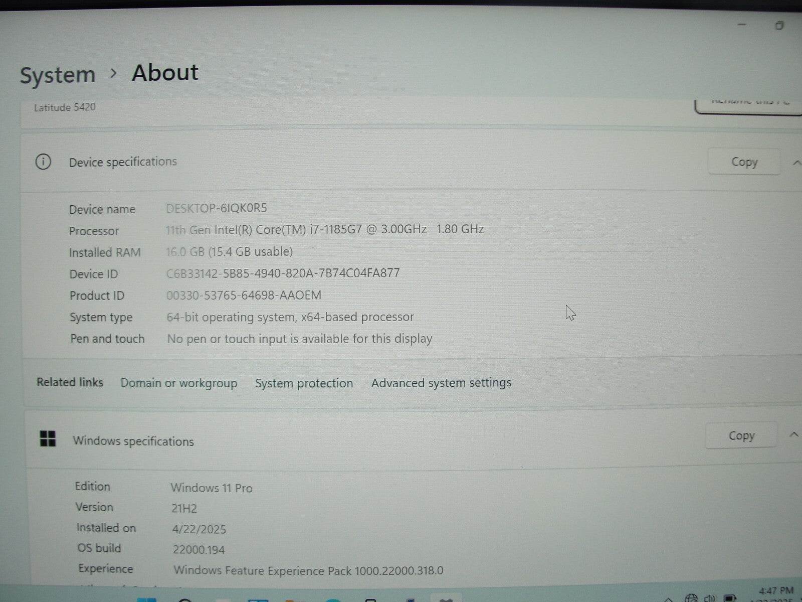 Dell Latitude 5420 14”FHD Intel Core i7-1185G7 3GHz 16GB 512GB SSD + Charger