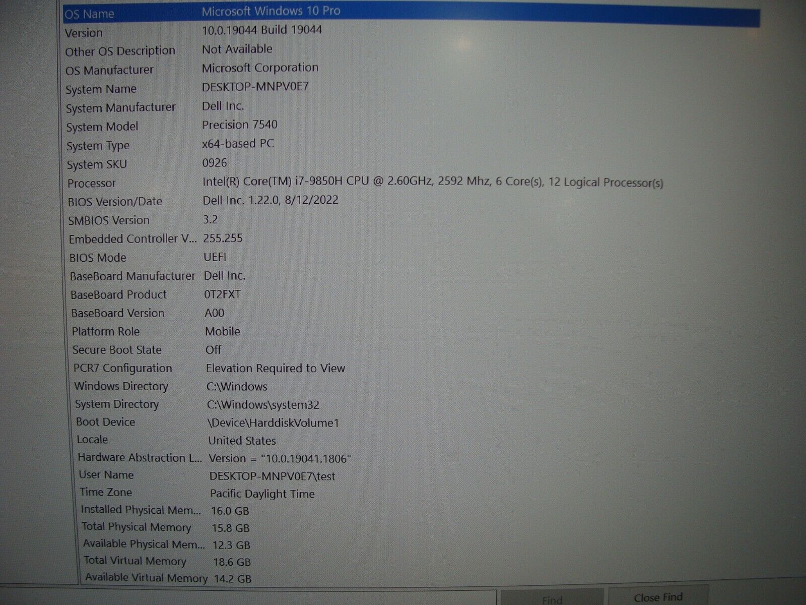 Dell Precision 7540 Workstation 15.6"FHD i7-9850H 2.6GHz 16GB 512GB Quadro T1000