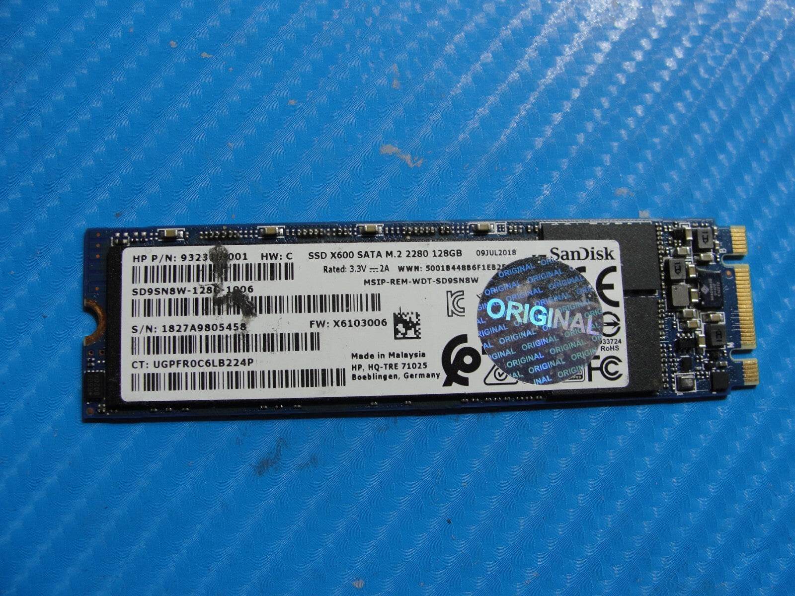 HP 15-da0012dx SanDisk M.2 SATA 128GB SSD Solid State Drive SD9SN8W-128G-1006