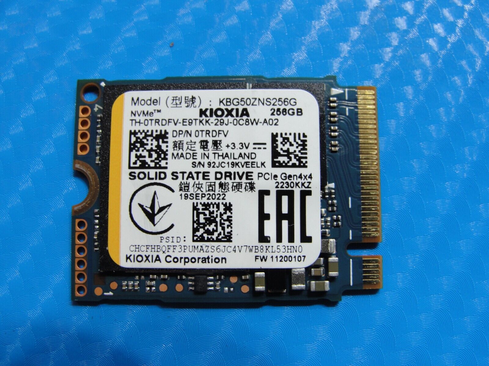 Dell 7640 Kioxia 256GB NVMe SSD Solid State Drive KBG50ZNS256G TRDFV