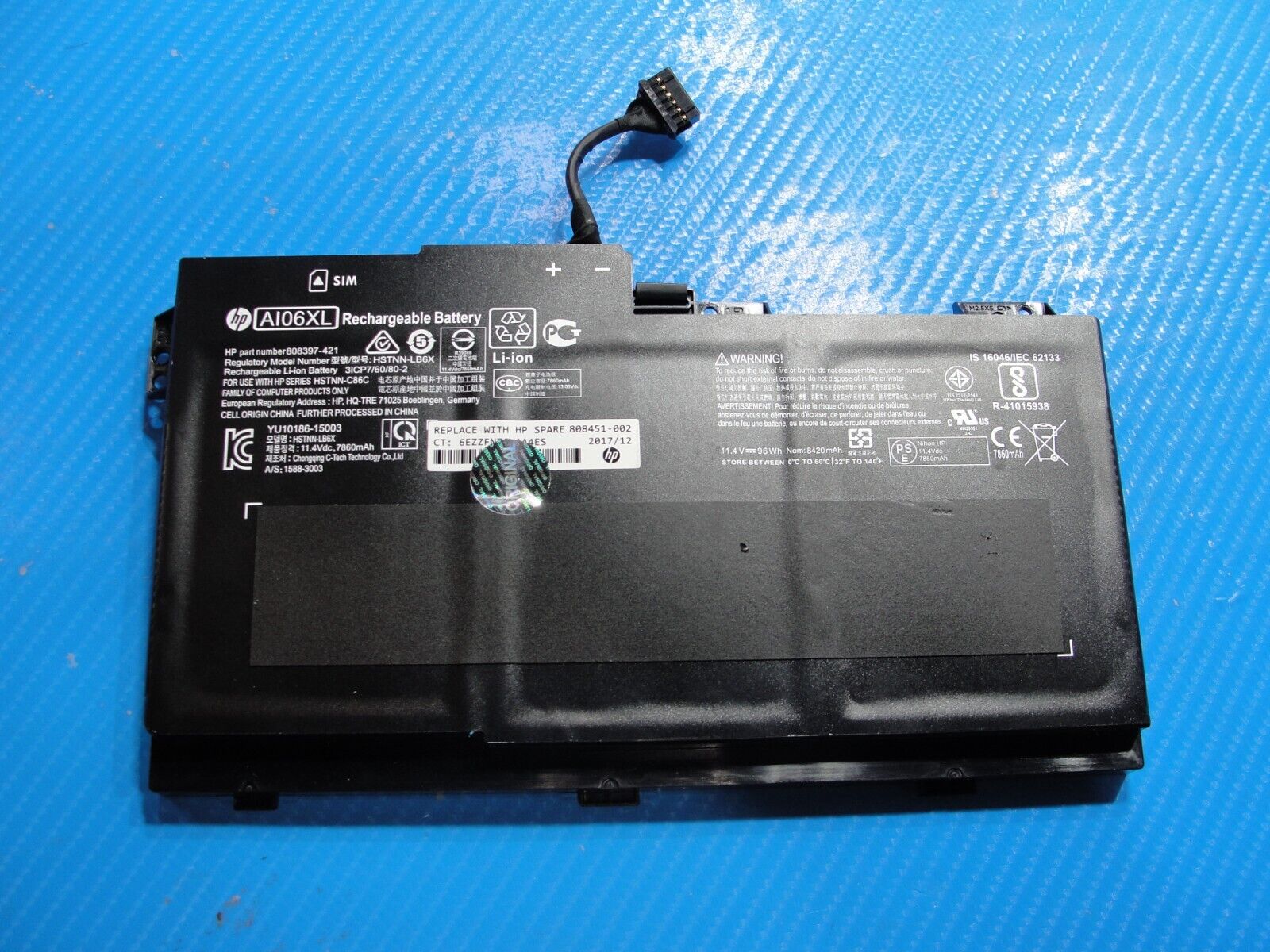 HP ZBook 17 G3 17.3" Genuine Laptop Battery 11.4V 96Wh 8420mAh AI06XL 808451-002