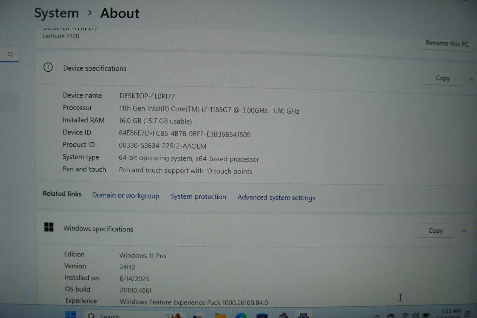 Dell Latitude 7420 14" FHD TOUCH i7-1185G7 3Ghz 16GB 512GB SSD Win11PRO +Charger