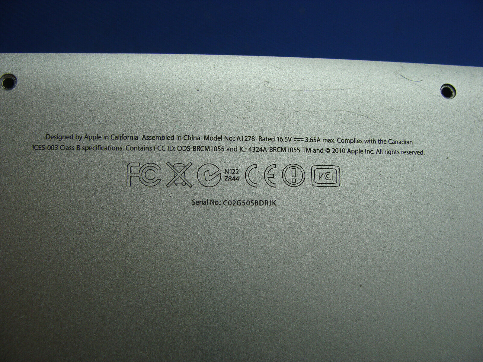 MacBook Pro A1278 13" Early 2011 MC724LL/A Bottom Case Housing 922-9447