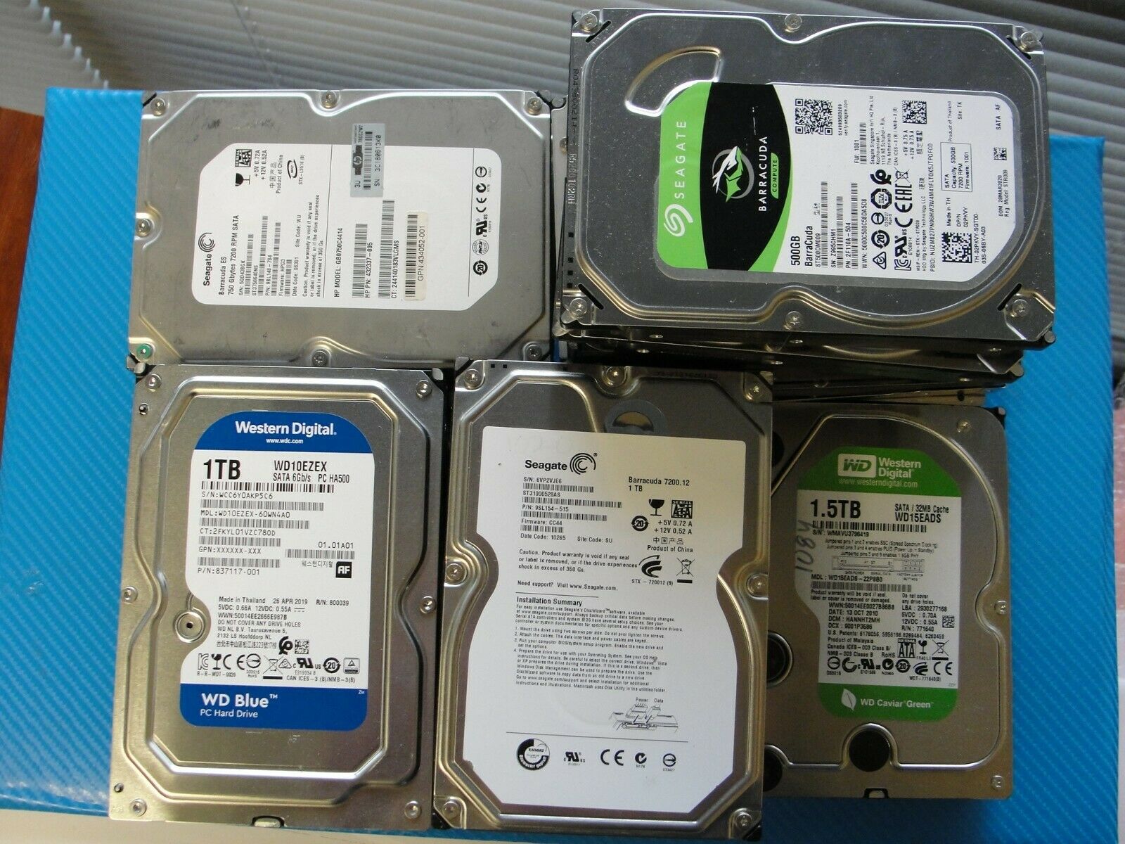 LOT 18 x 3.5" Desktop PC SATA Hard Drive 1.5TB 1TB 750GB 500GB NO BAD SECTORS 