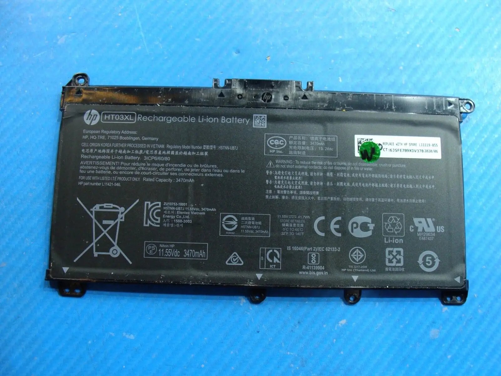 HP 15.6" 15-ef1038nr Genuine Battery 11.55V 41.7Wh 3470mAh HT03XL L11119-855