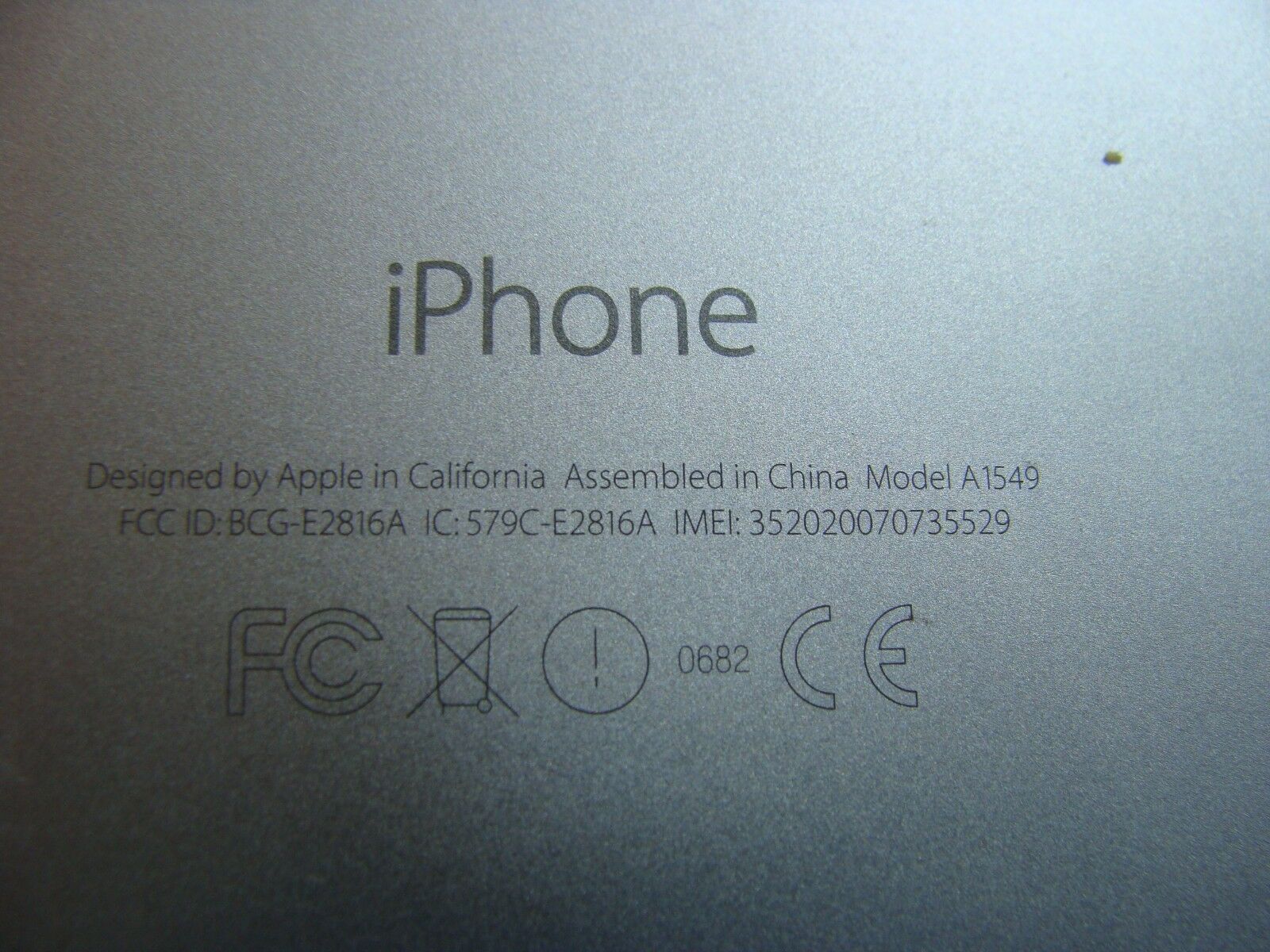 iPhone 6 A1549 4.7" 16GB Verizon MG5X2LL Genuine Back Cover w/ Battery Apple iPhone