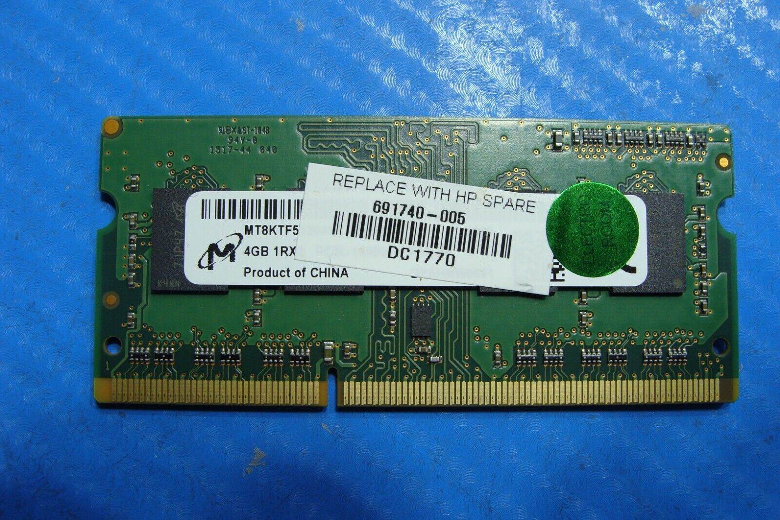 HP 14 Pro G3 SO-DIMM Micron 4Gb 1Rx8 Memory Ram MT8KTF51264HZ-1G6E1