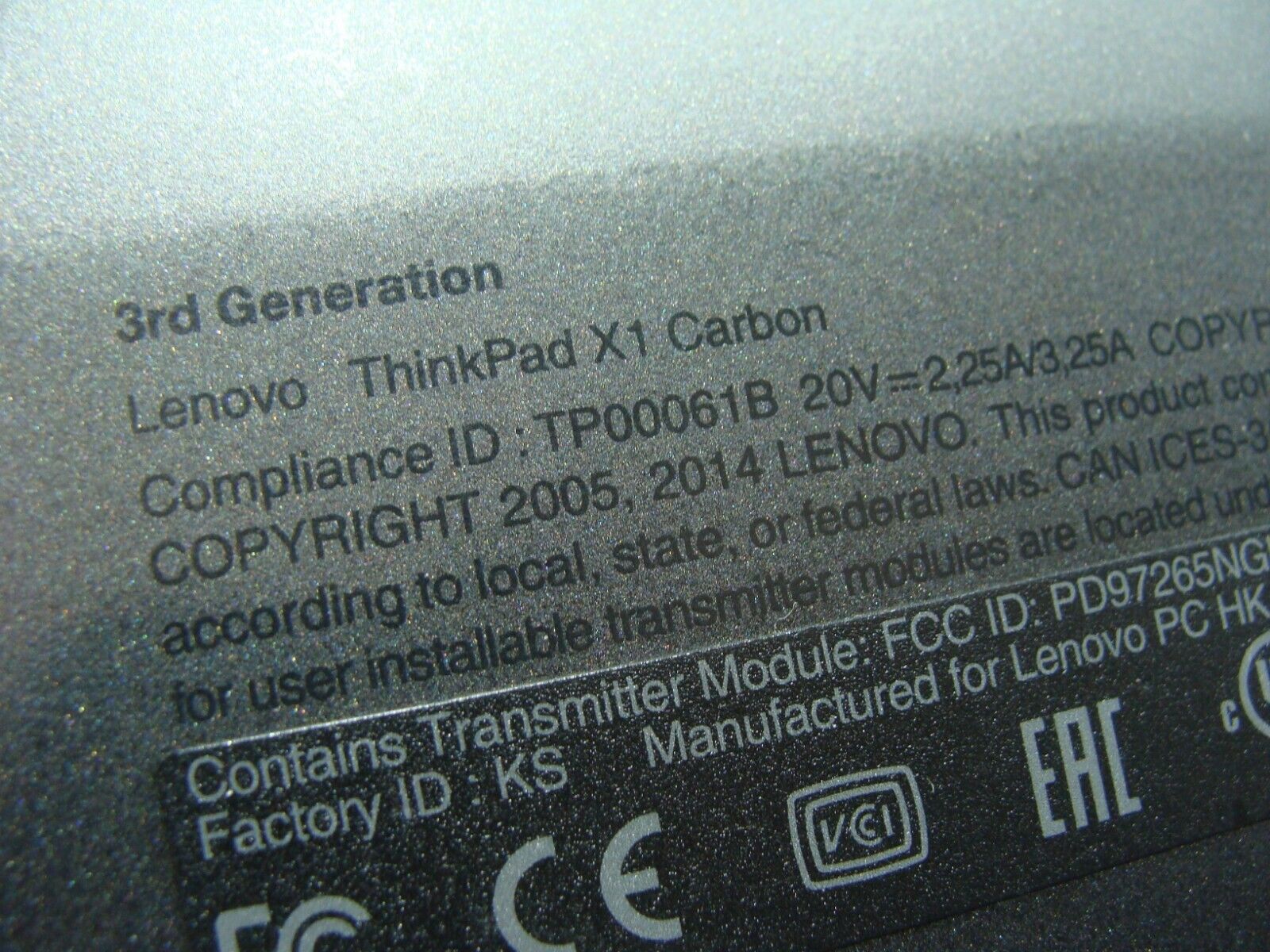Lenovo ThinkPad X1 Carbon 3rd Gen 14" Genuine Bottom Case Base Cover 00HN987