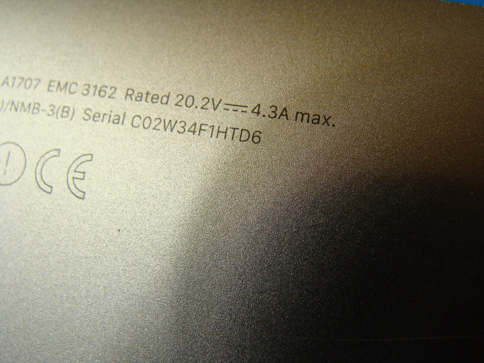 MacBook Pro 15" A1707 Mid 2017 MPTR2LL/A Bottom Case Space Gray 923-01789 Grd A
