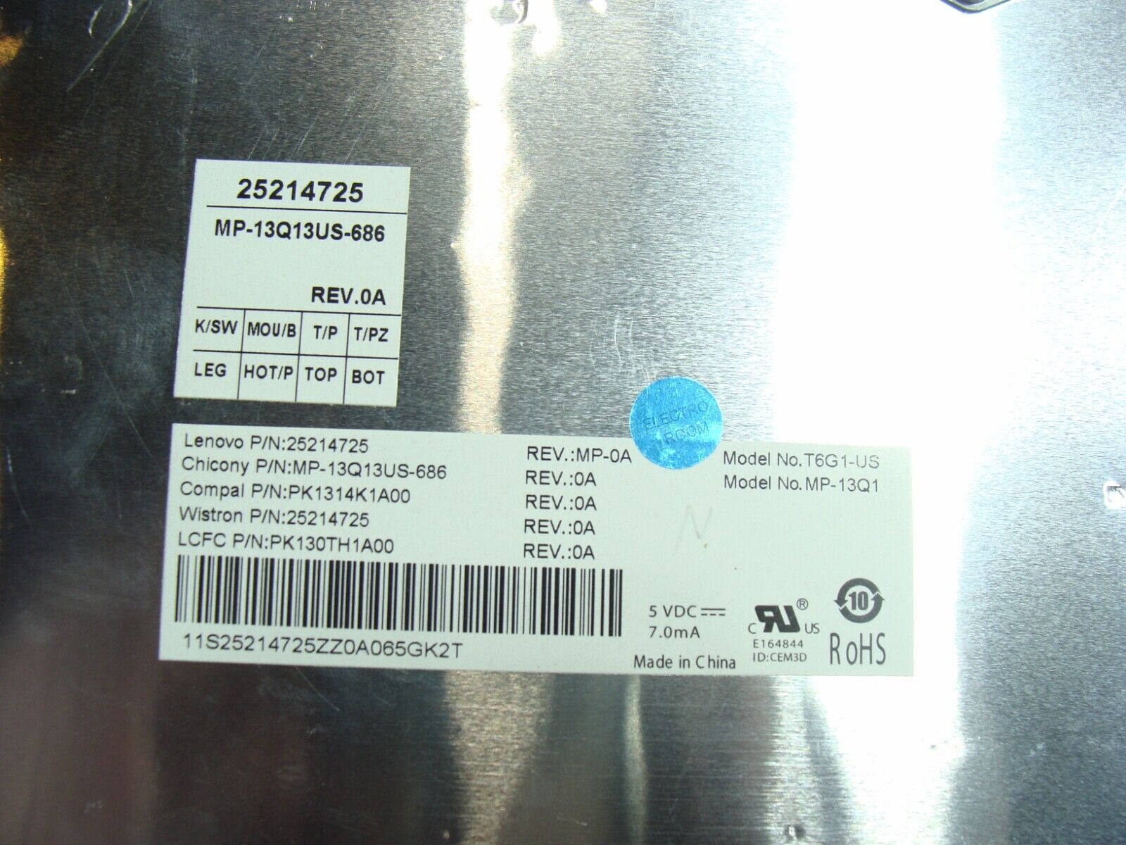 Lenovo 15.6" Z50-75 Genuine Laptop US Keyboard 25214725 PK1314K1A00 T6G1-US