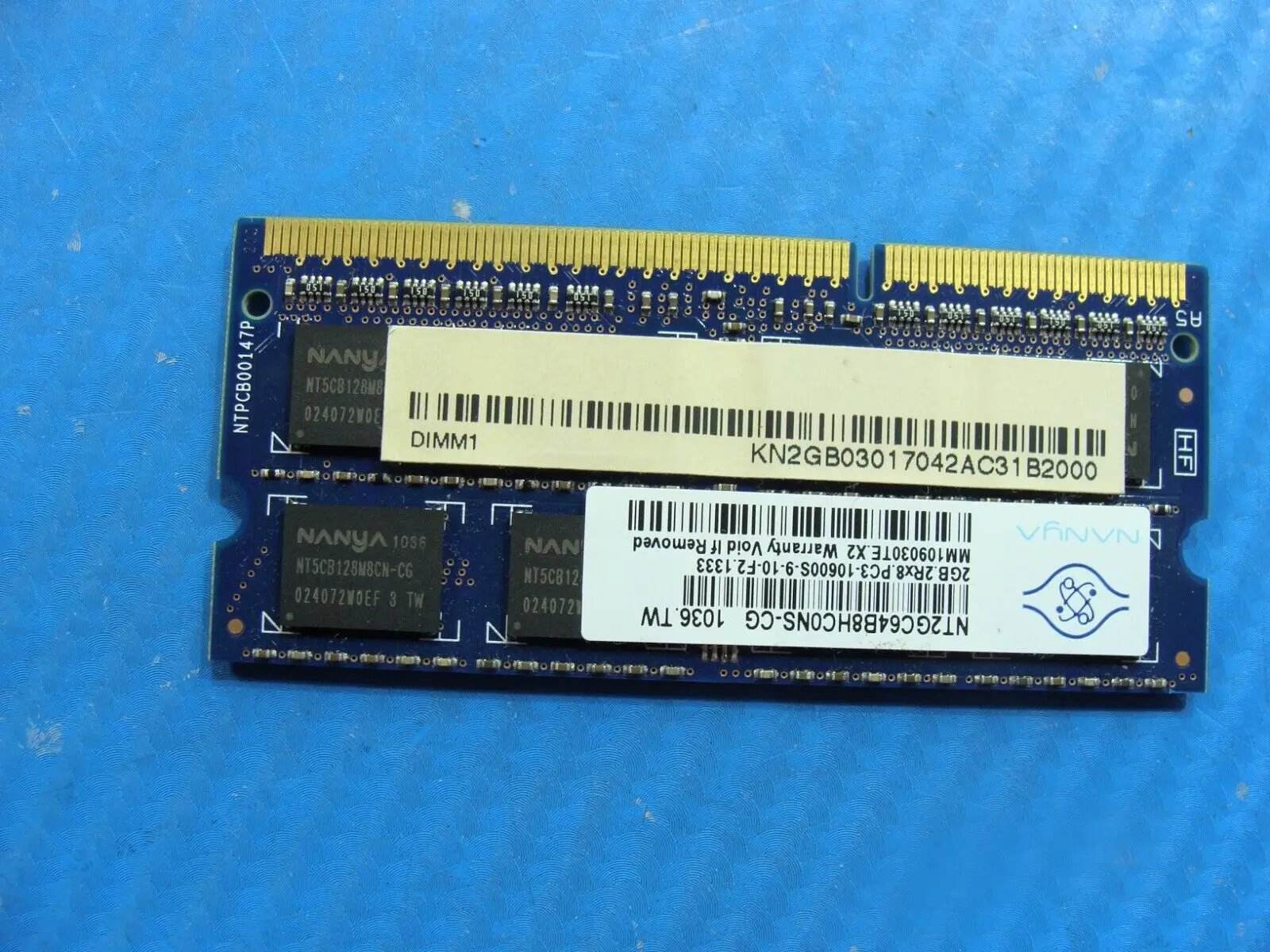Acer 1830-3595 Nanya 2GB 2Rx8 PC3-10600S Memory RAM SO-DIMM NT2GC64B88G0NS-CG
