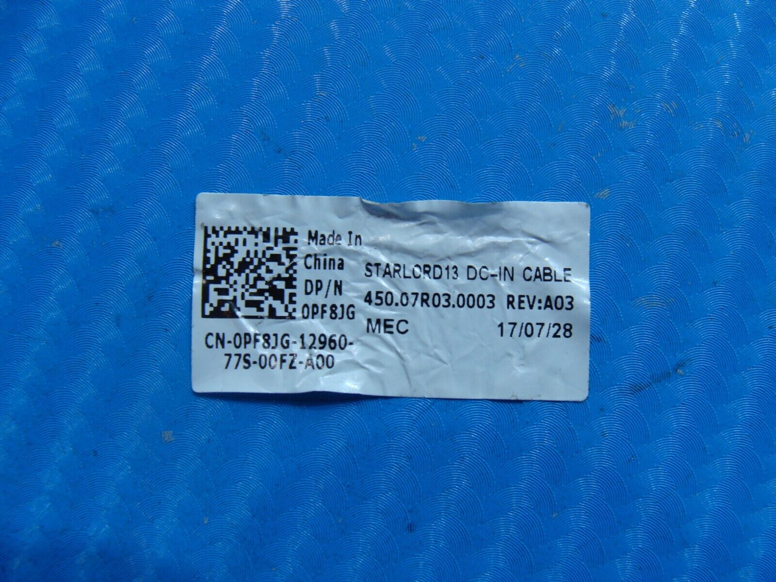 Dell Inspiron 13.3" 13 5379 OEM DC IN Power Jack w/Cable PF8JG 450.07R03.0003