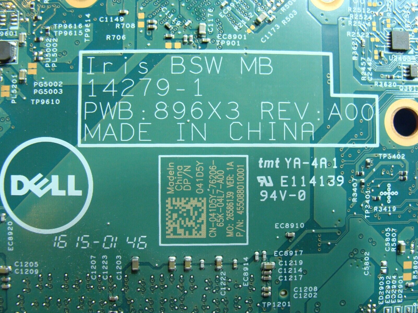 Dell Inspiron 15.6" 15 3552 Genuine Intel Celeron N3060 1.6GHz Motherboard 41D5Y