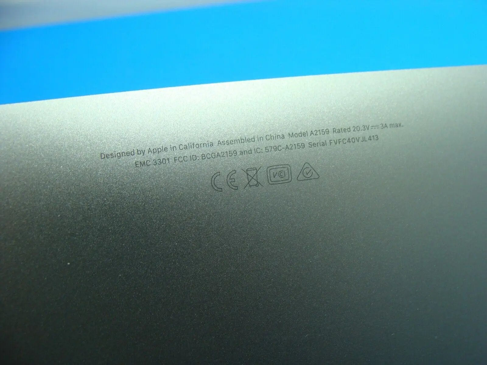 MacBook Pro A2159 13" Mid 2019 MUHN2LL/A Bottom Case Space Gray 923-03204