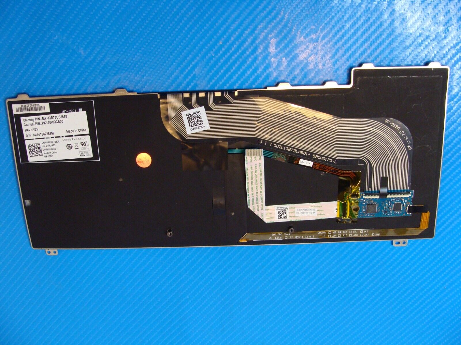 Dell Latitude 14" E5440 Genuine Laptop US Keyboard 3KK86 MP-13B7 PK130WQ3B00